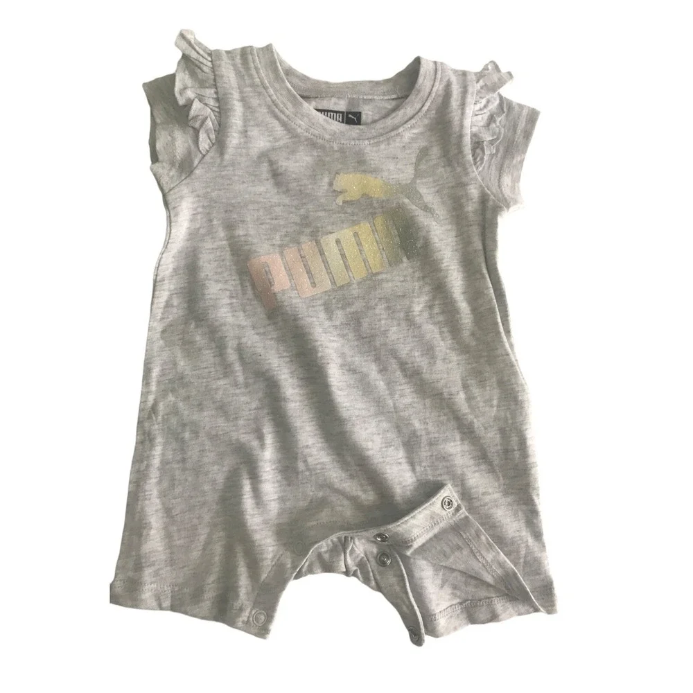 Puma Baby Girl‎ White Heather 3‑Piece Romper Set 3‑6M